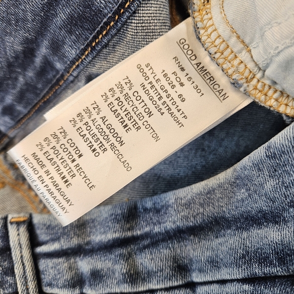 Good American Women’s Blue Good Petite Straight Leg Mid Rise Denim Jeans Size 18 - Picture 11 of 13
